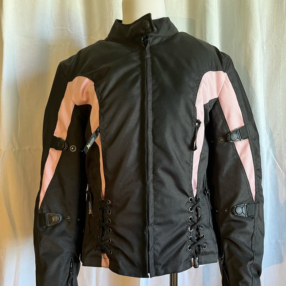 Women's Xelement Armored Textile Motorcycle Jacket M Black & Pink NWOT